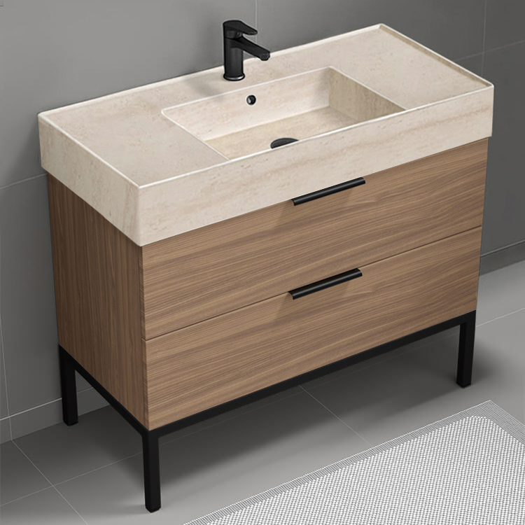 Bathroom Vanity, Nameeks DERIN809, Modern Bathroom Vanity, Walnut, 40
